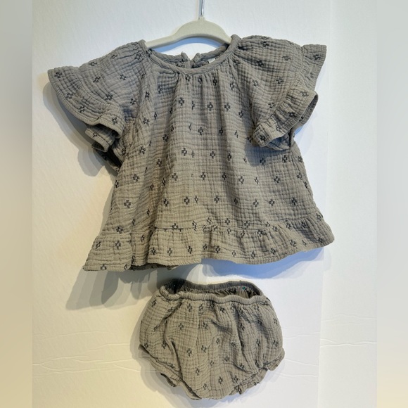 Rylee + Cru Other - Rylee + Cru Gray Embroidered Gauze Summer Set 18-24 Months